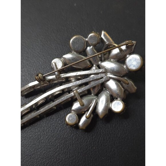 Rare Unsigned Sherman Clear Rhinestone Waterfall Brooch Vintage 1950s 3" - Picture 9 of 9